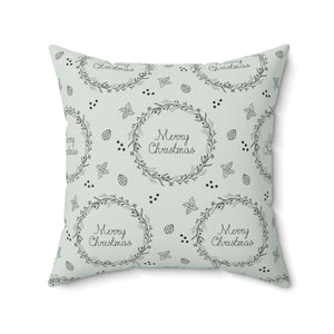 Meraki Paper - Polyester Square Holiday Pillowcase - Wreaths - 20x20 - Front View
