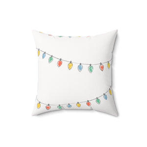 Meraki Paper - Polyester Square Holiday White Pillowcase - Christmas Lights - 16x16 - Back View