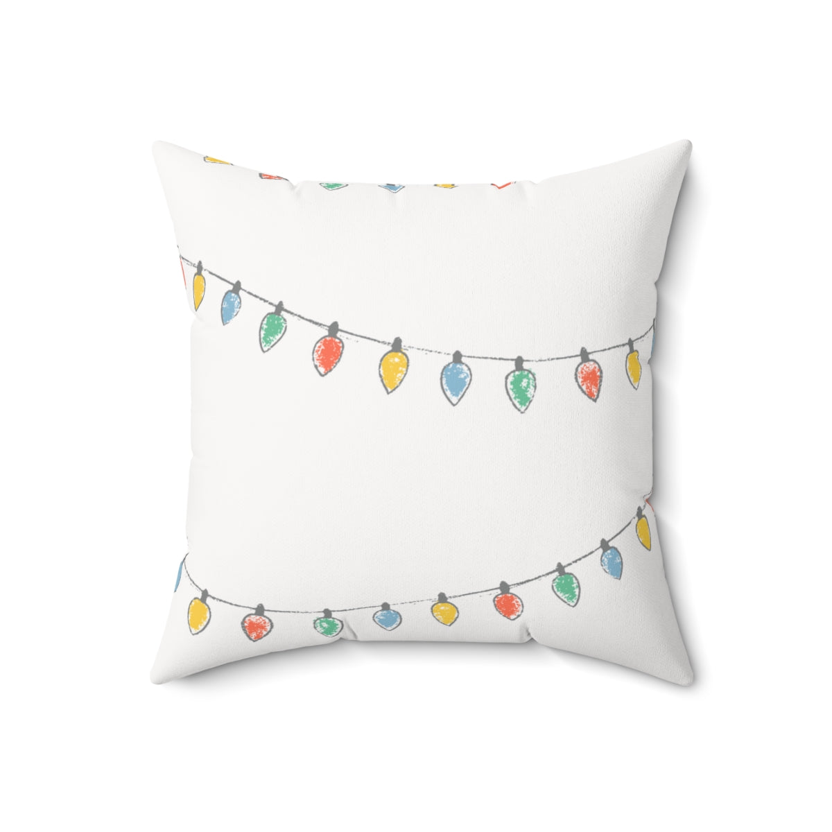Meraki Paper - Polyester Square Holiday White Pillowcase - Christmas Lights - 18x18 - Back View