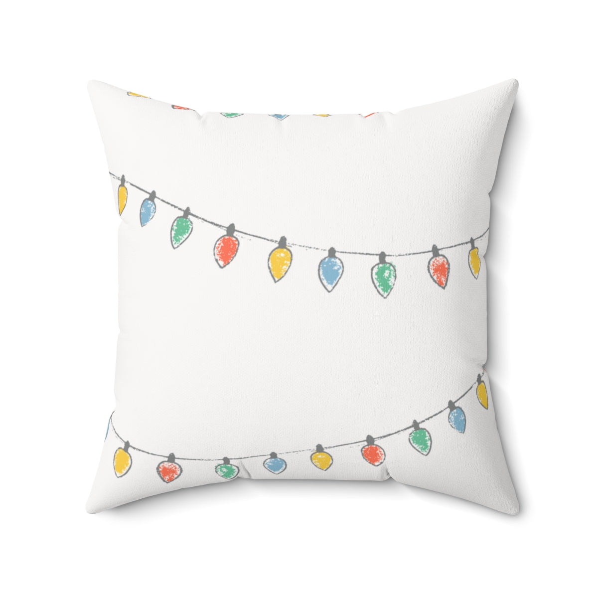 Meraki Paper - Polyester Square Holiday White Pillowcase - Christmas Lights - 20x20 - Back View