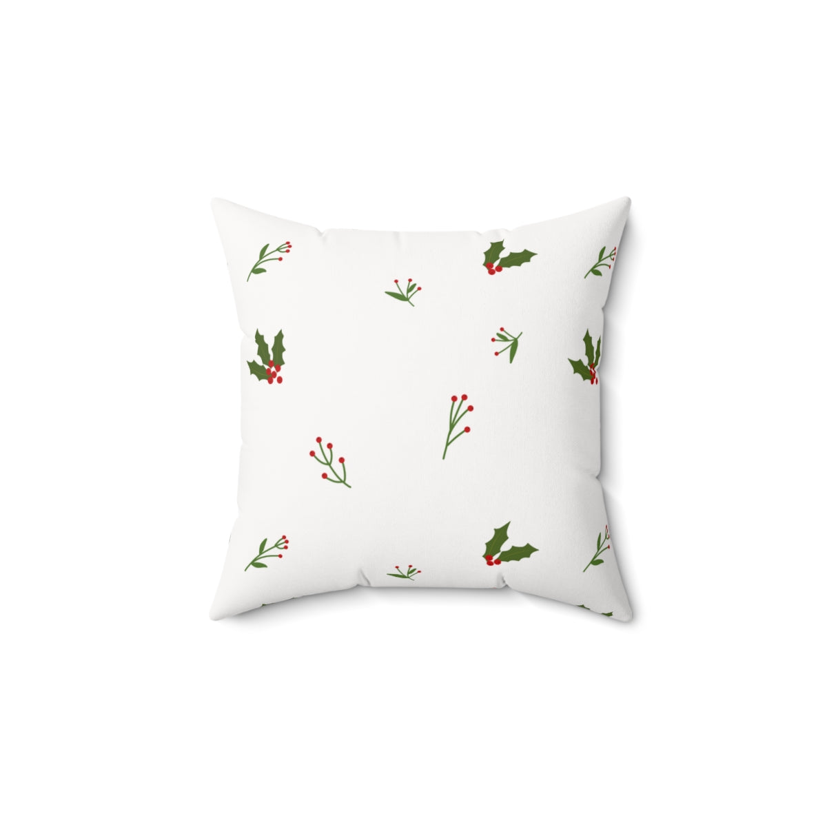 Meraki Paper - Polyester Square Holiday White Pillowcase - Holly - 14x14 - Back View