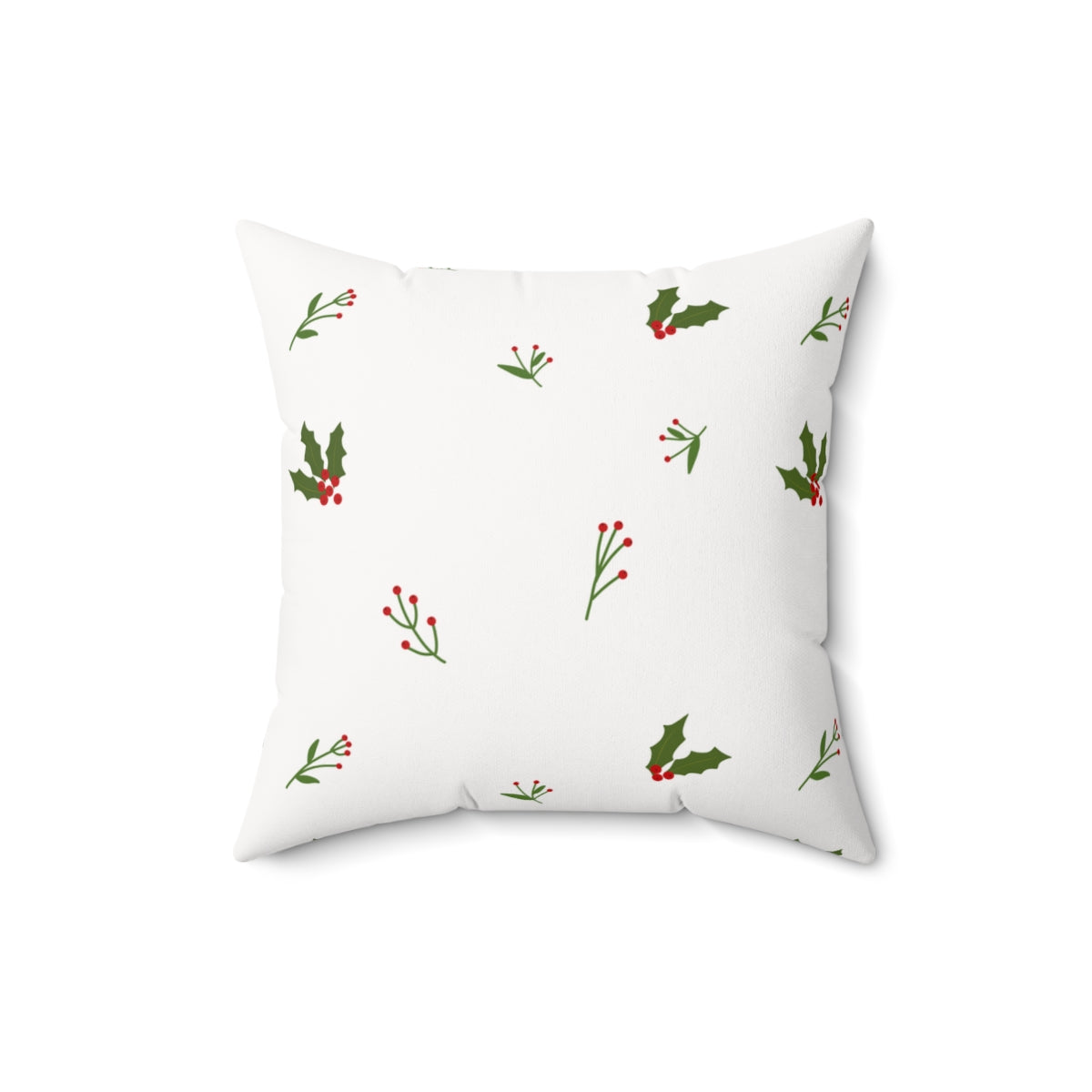 Meraki Paper - Polyester Square Holiday White Pillowcase - Holly - 16x16 - Back View