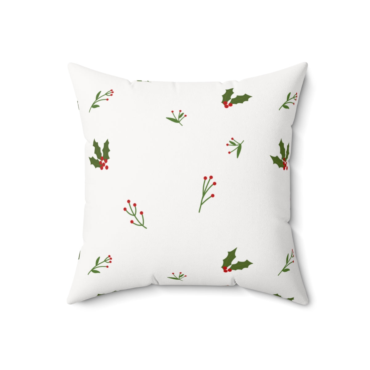 Meraki Paper - Polyester Square Holiday White Pillowcase - Holly - 18x18 - Back View