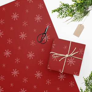 Meraki Paper - Red Holiday Wrapping Paper - Snowflakes - In Use