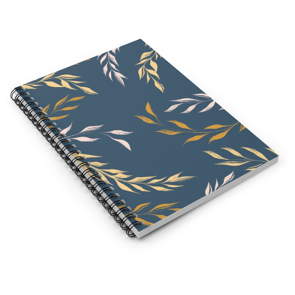 Meraki Paper - Seaworthy Windy Leaves Spiral Notebook - Laid Flat