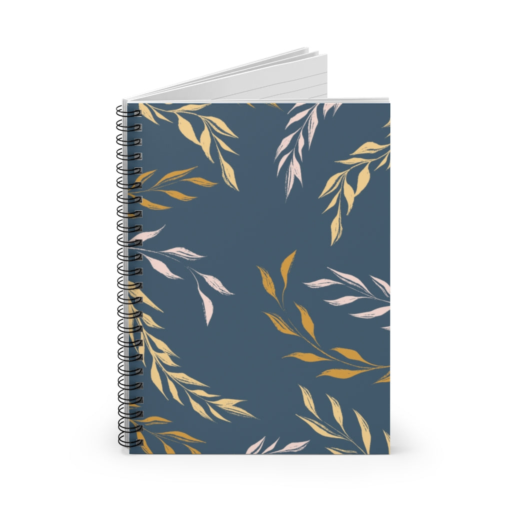 Meraki Paper - Seaworthy Windy Leaves Spiral Notebook - Standing Up