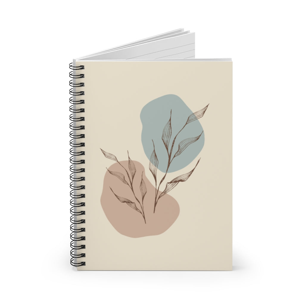 Meraki Paper - Sepia Leaves Spiral Notebook - Standing Up