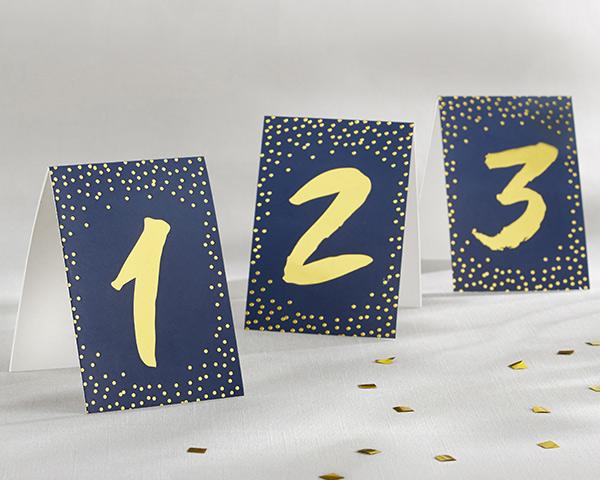 Meraki Paper - Tented Navy &amp; Gold Table Numbers 1-3