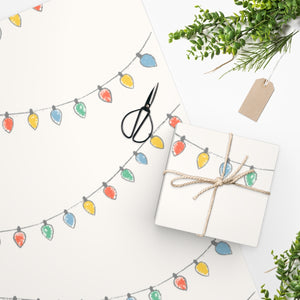 Meraki Paper - White Holiday Wrapping Paper - Christmas Lights - In Use