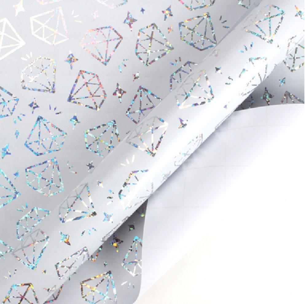 White/Silver Halo Foil &quot;Diamonds&quot; Wrapping Paper | Meraki Paper