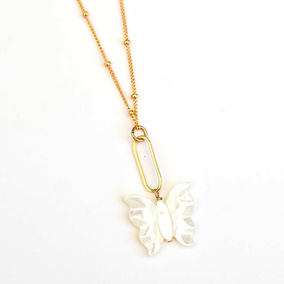 Indra Butterfly Necklace - Mother of Pearl