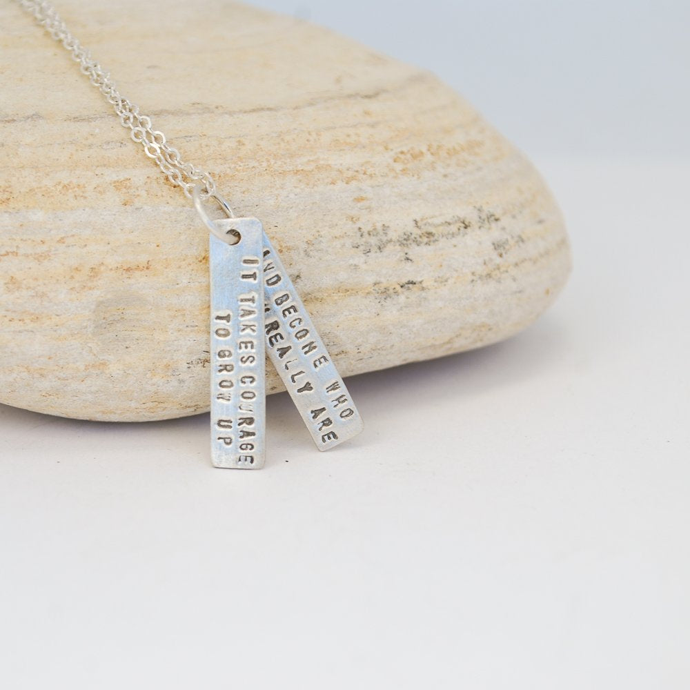 "It Takes Courage to Grow Up and Become Who You Really Are" - EE Cummings Quote Necklace