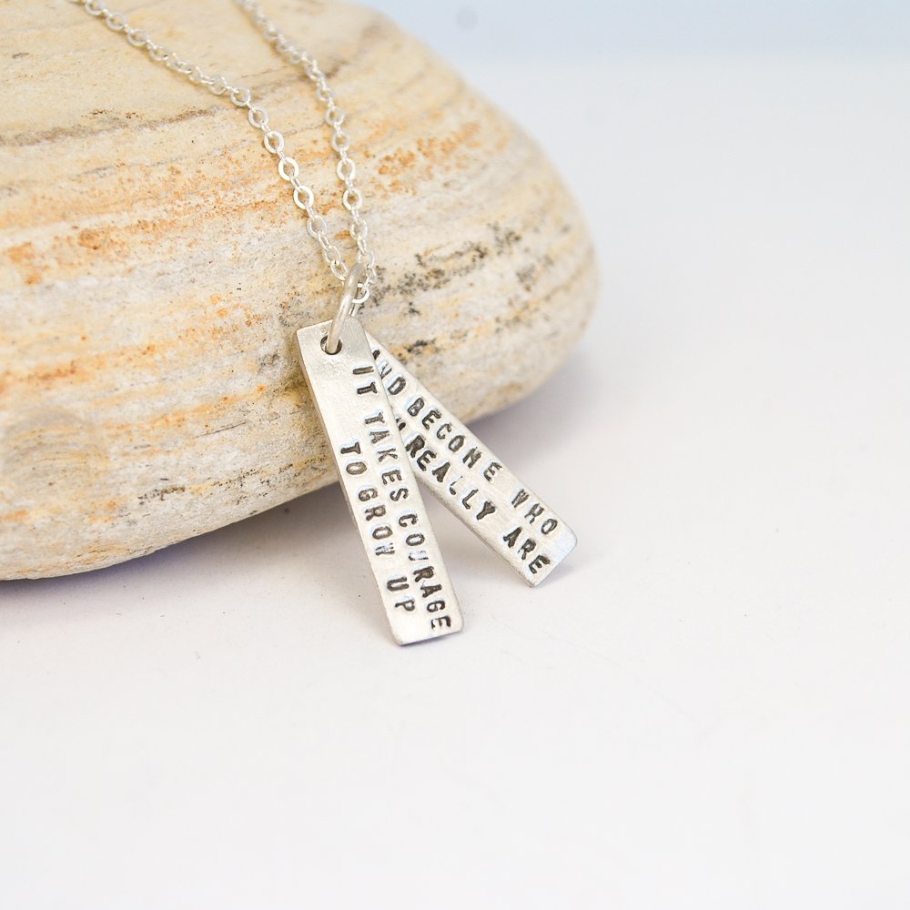 "It Takes Courage to Grow Up and Become Who You Really Are" - EE Cummings Quote Necklace