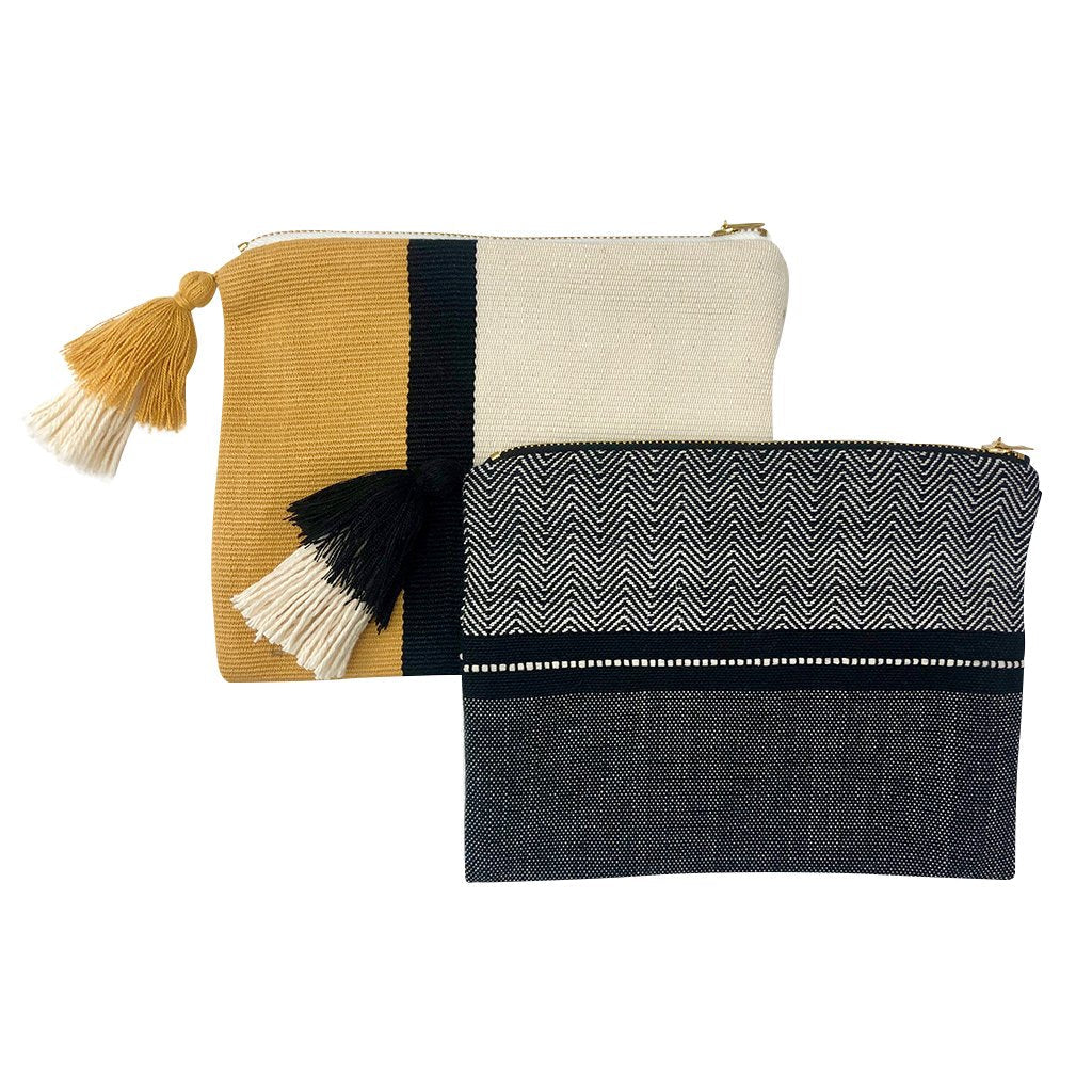 Handloom Stripe Cosmetic Clutch Bag