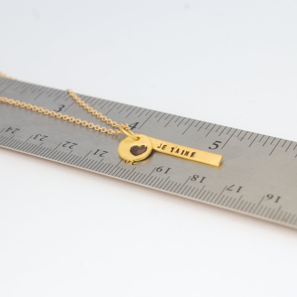 "Je t'aime," French for "I Love You" Necklace