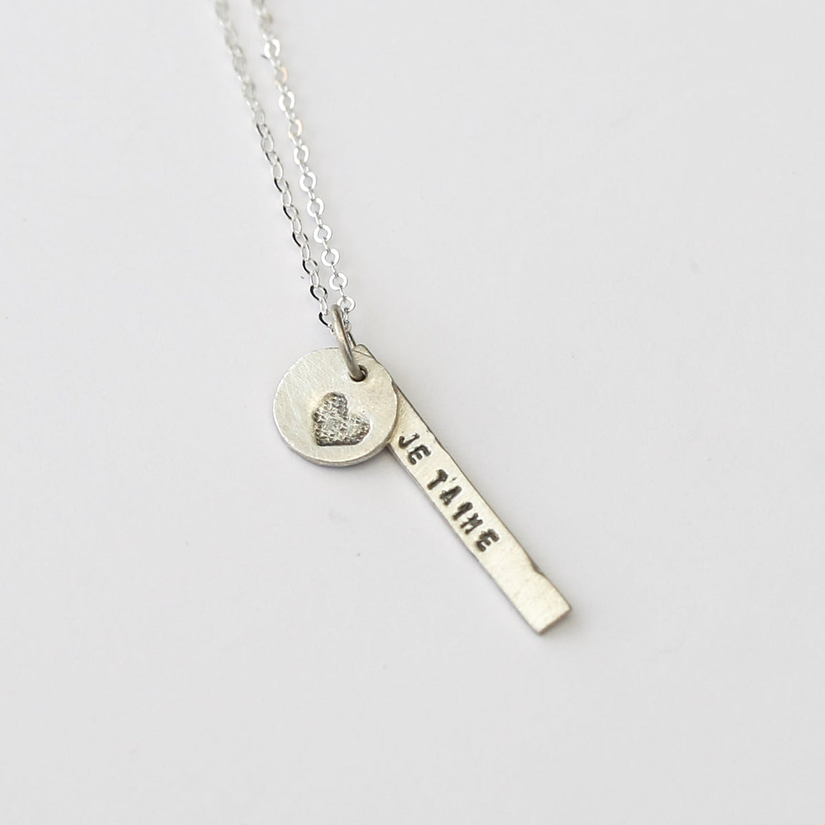 "Je t'aime," French for "I Love You" Necklace