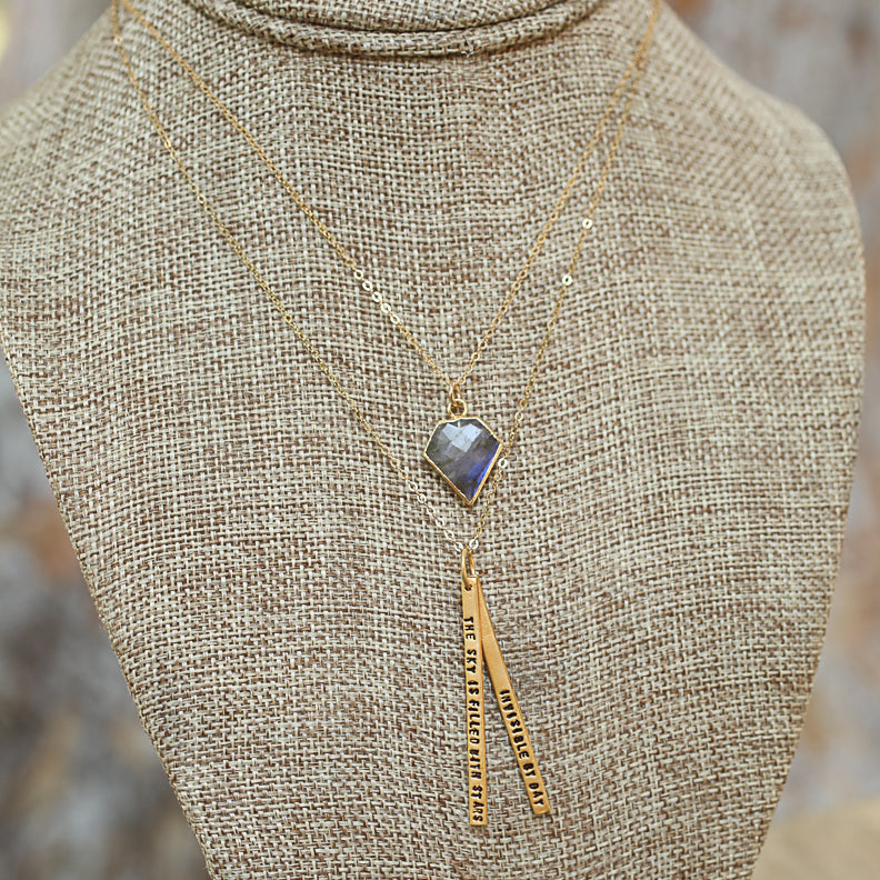 "The sky is filled with stars, invisible by day.” – Henry Wadsworth Longfellow Quote Necklace