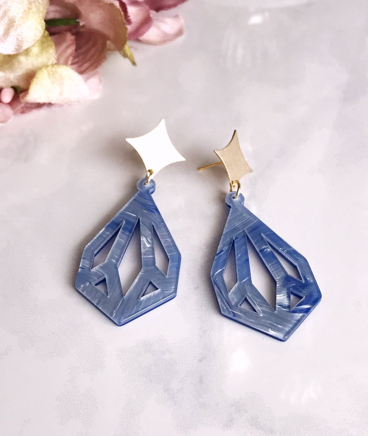 Blue Diamond Earrings