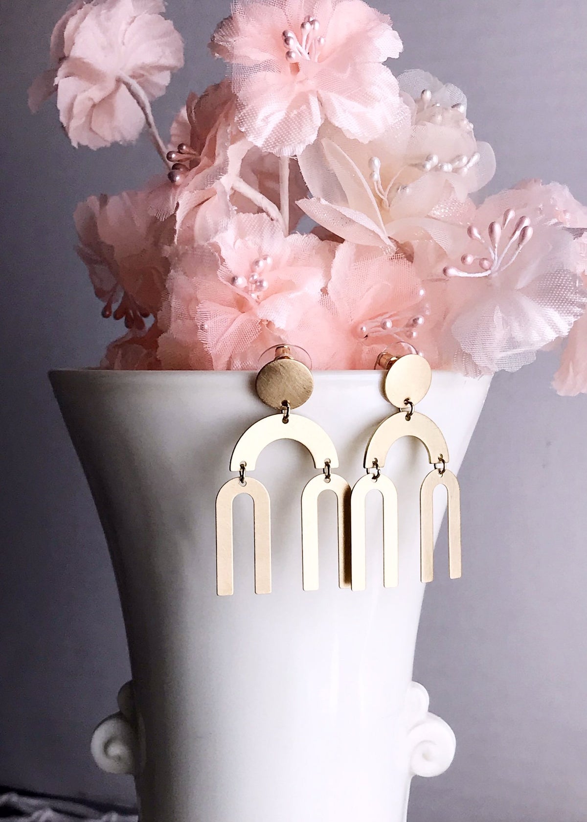 Double Rainbow Earrings - Brushed Brass