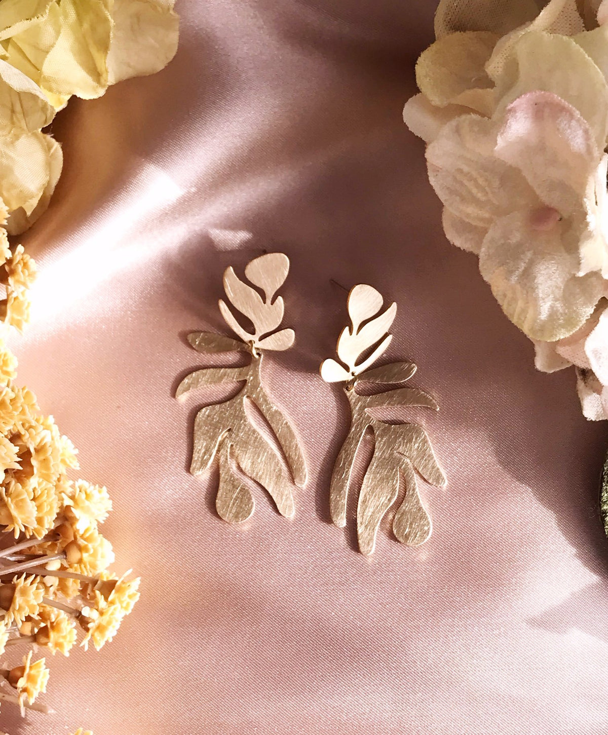 Frond Earrings - Brushed Brass