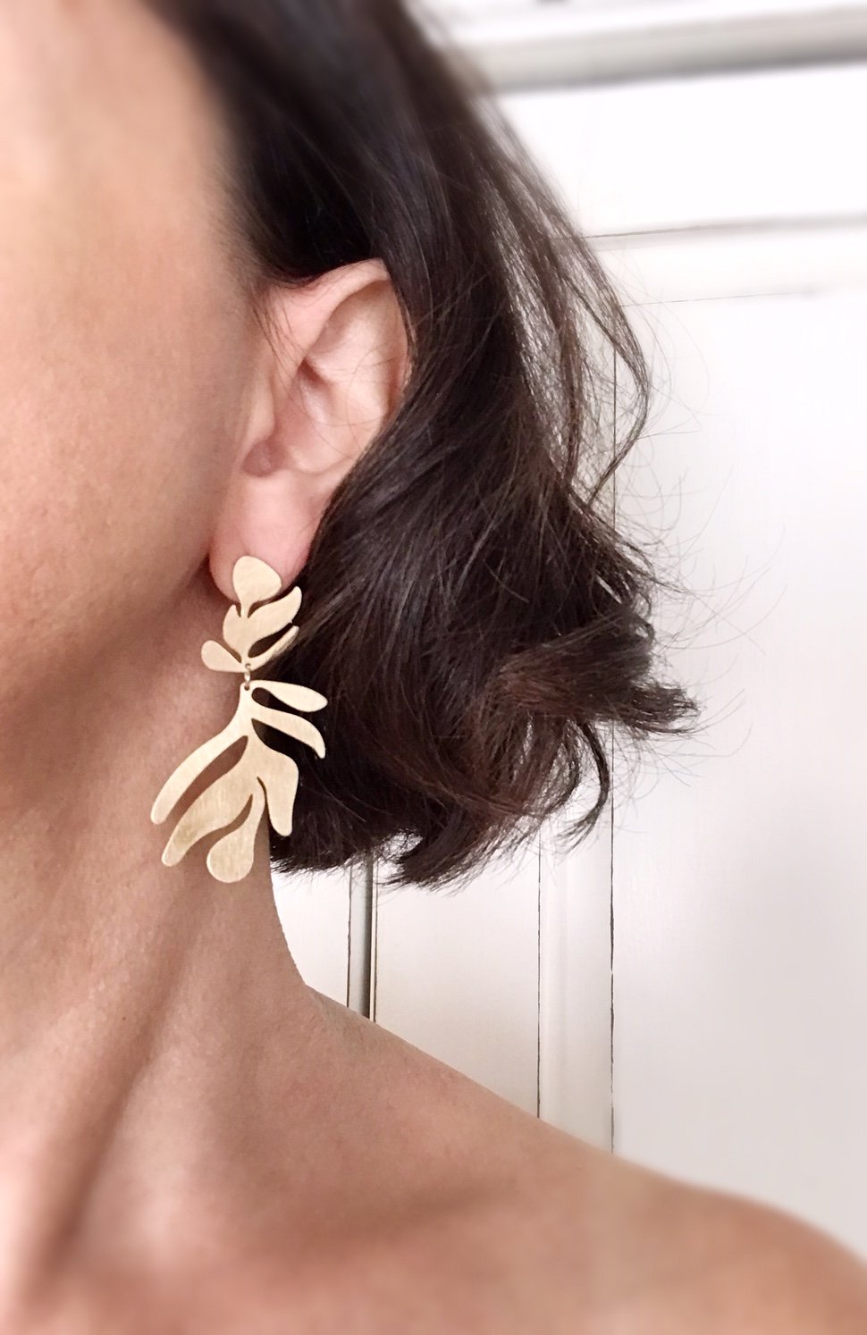 Frond Earrings - Brushed Brass