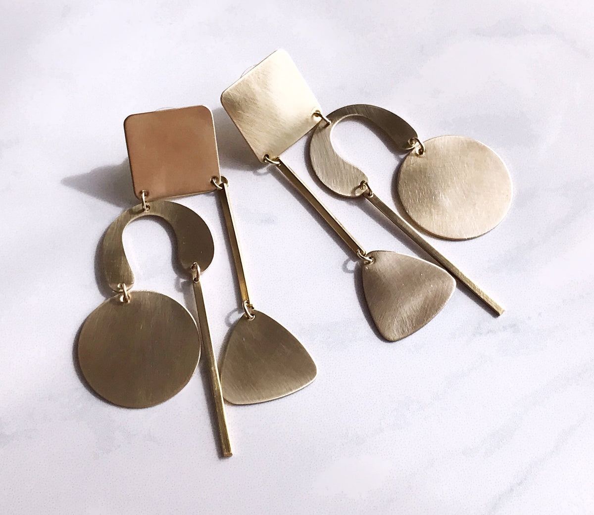 Geometry Lesson Earrings - Brushed Brass