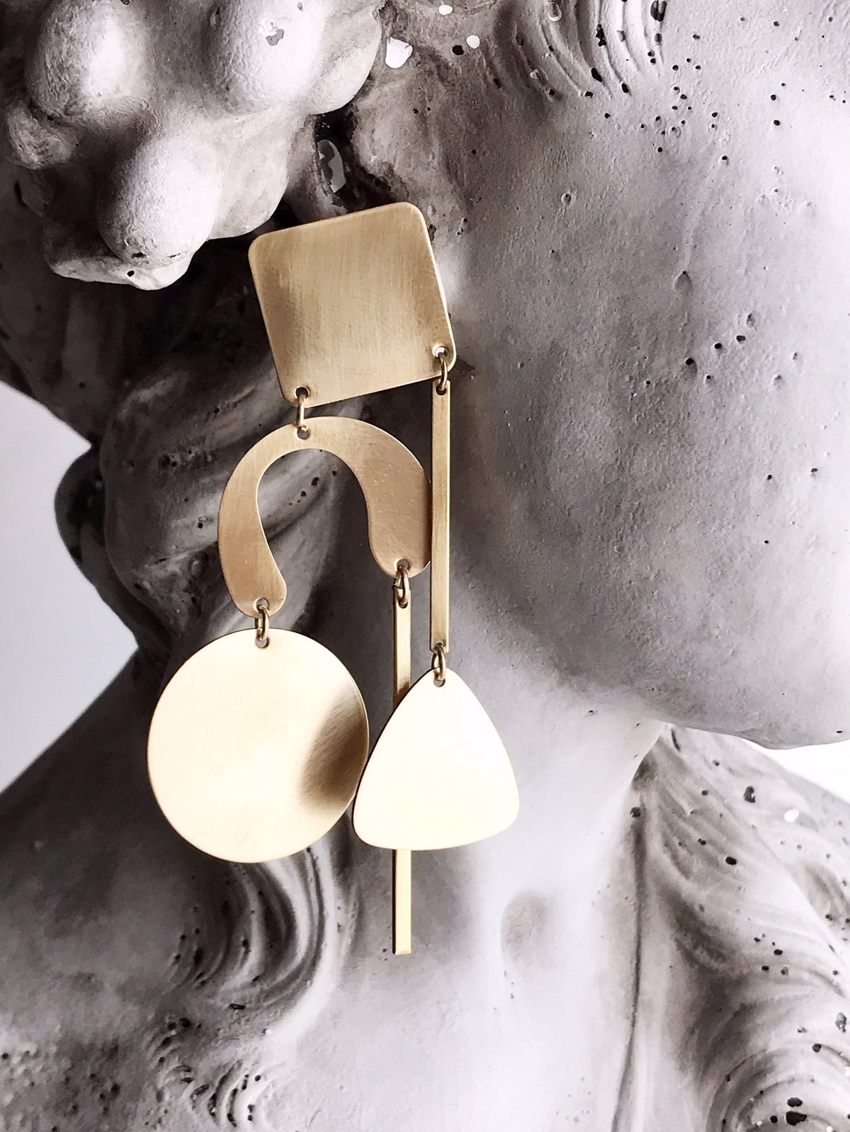 Geometry Lesson Earrings - Brushed Brass