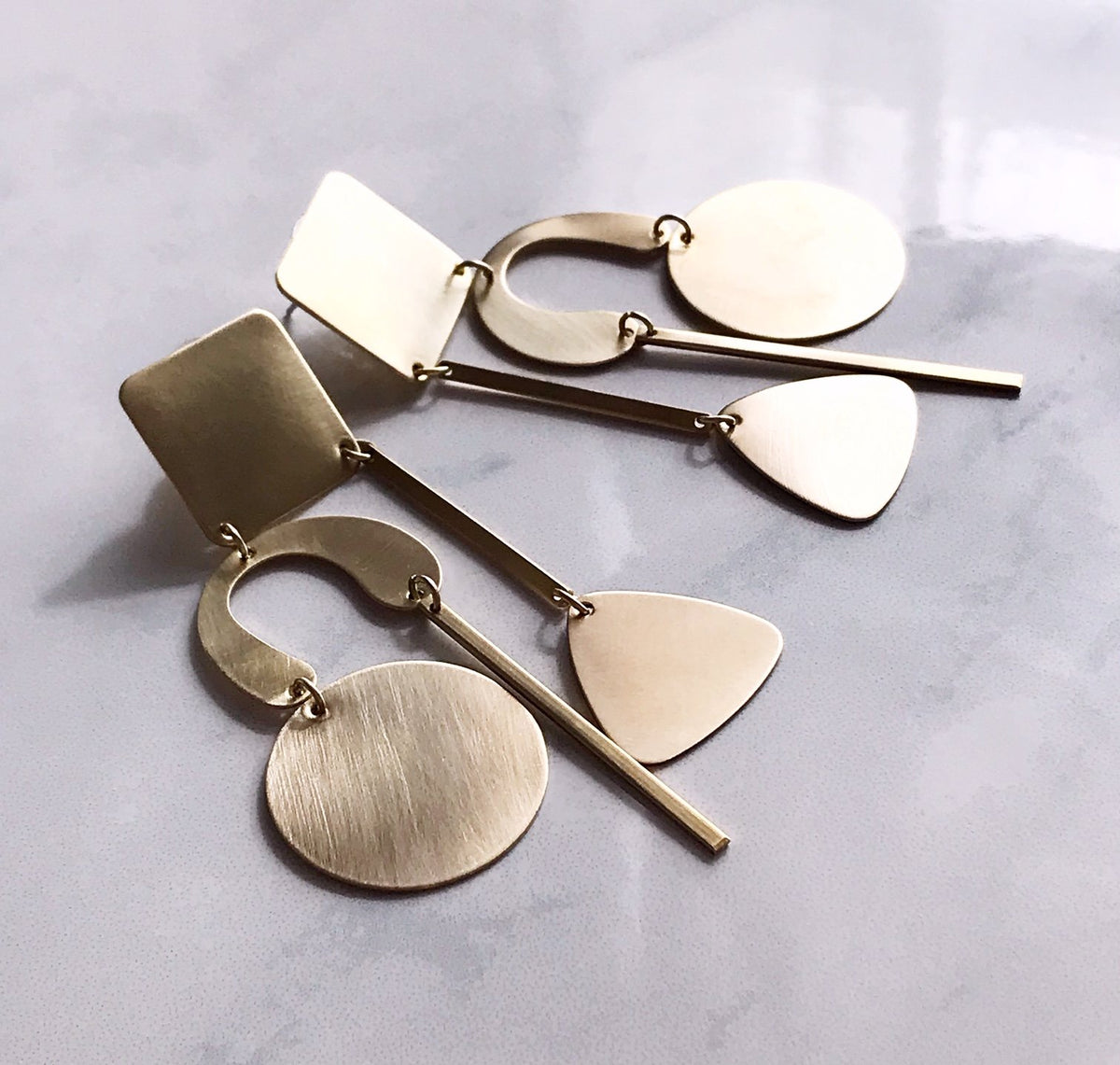 Geometry Lesson Earrings - Brushed Brass