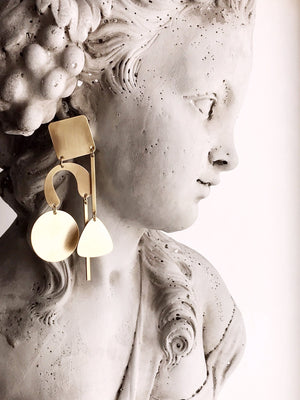 Geometry Lesson Earrings - Brushed Brass