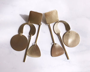Geometry Lesson Earrings - Brushed Brass