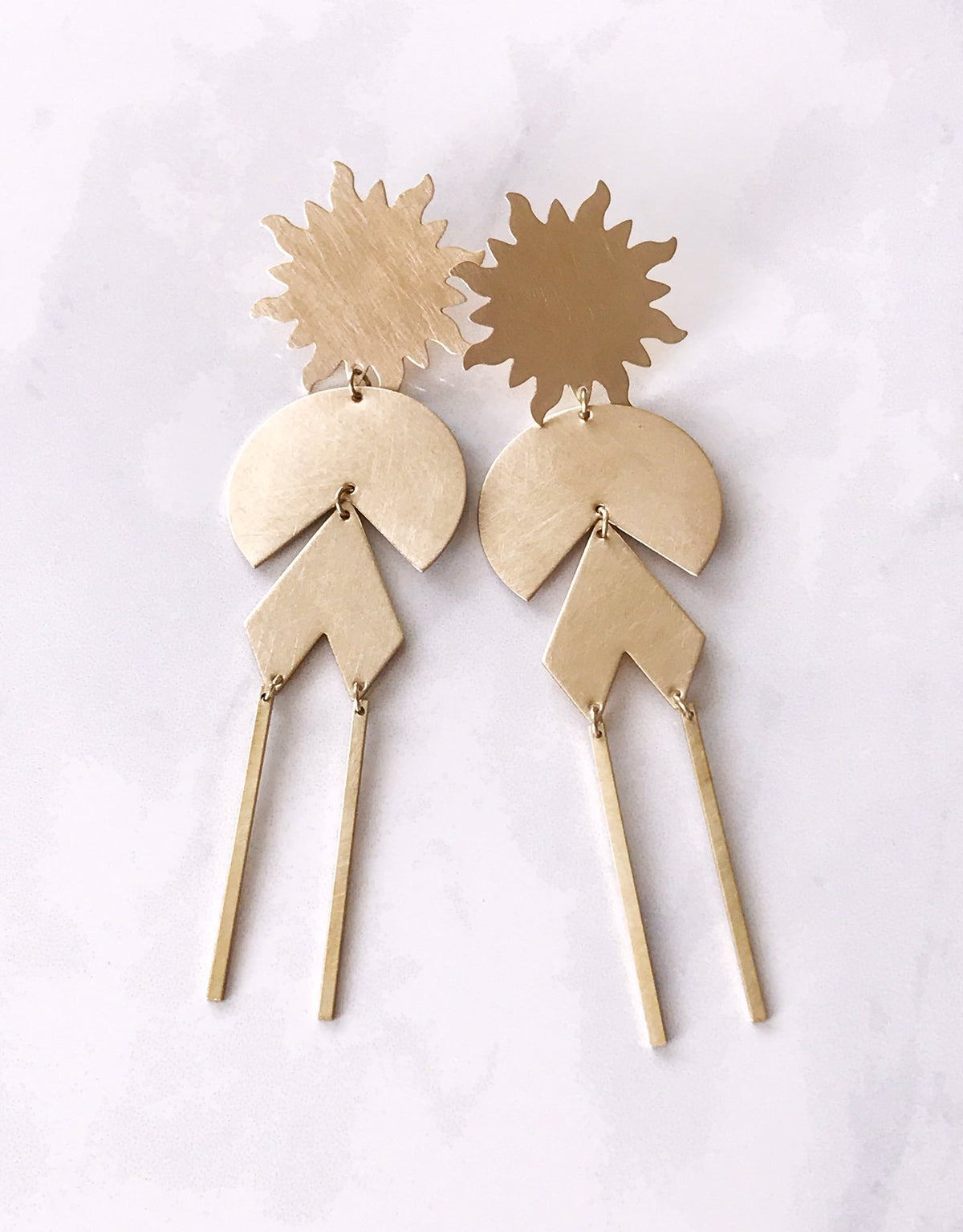 Solar Power Earrings - Brushed Brass