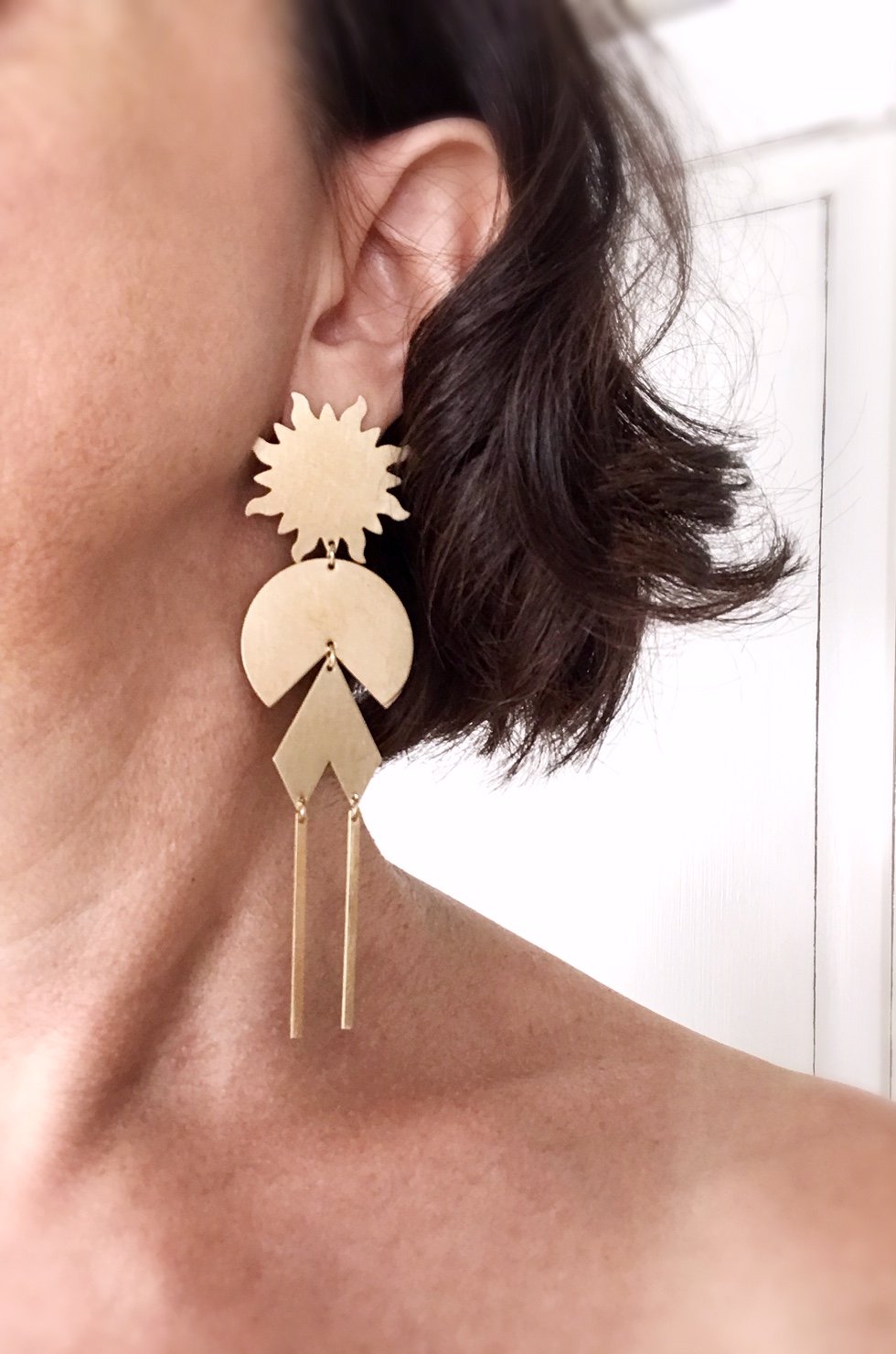 Solar Power Earrings - Brushed Brass