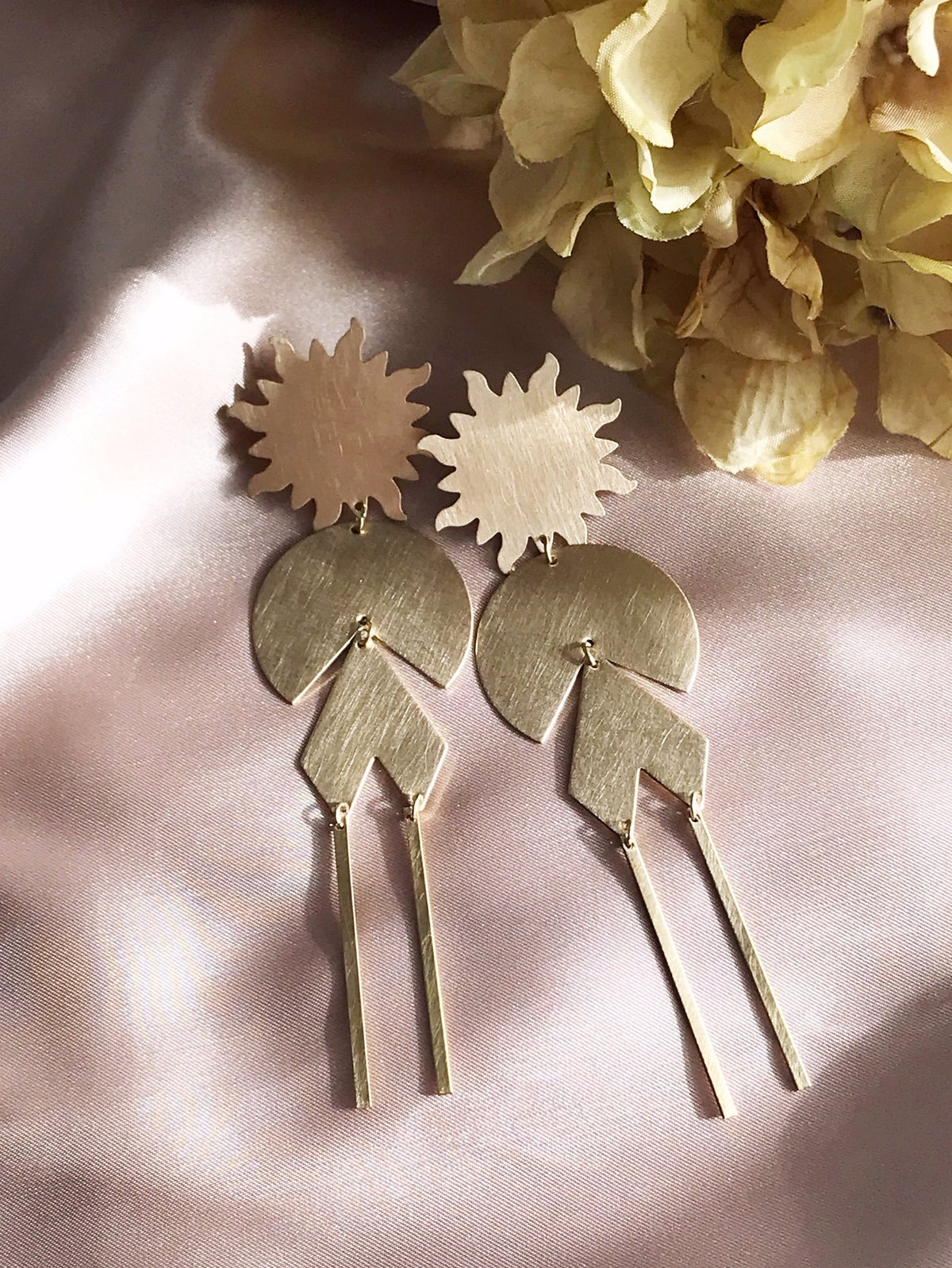 Solar Power Earrings - Brushed Brass