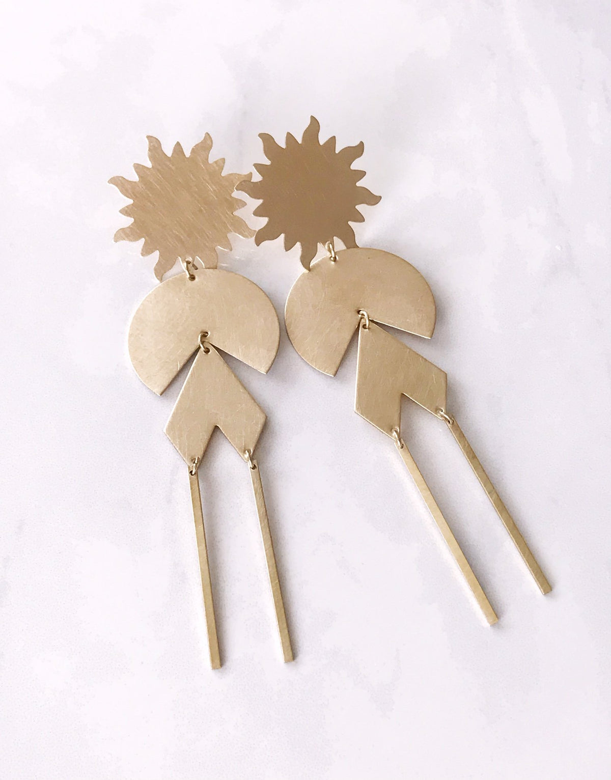 Solar Power Earrings - Brushed Brass