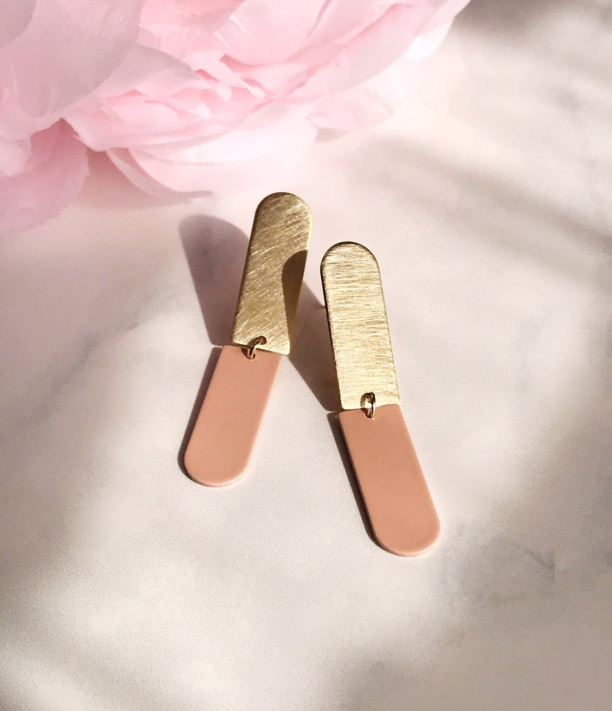 Split Bar Earrings - Blush