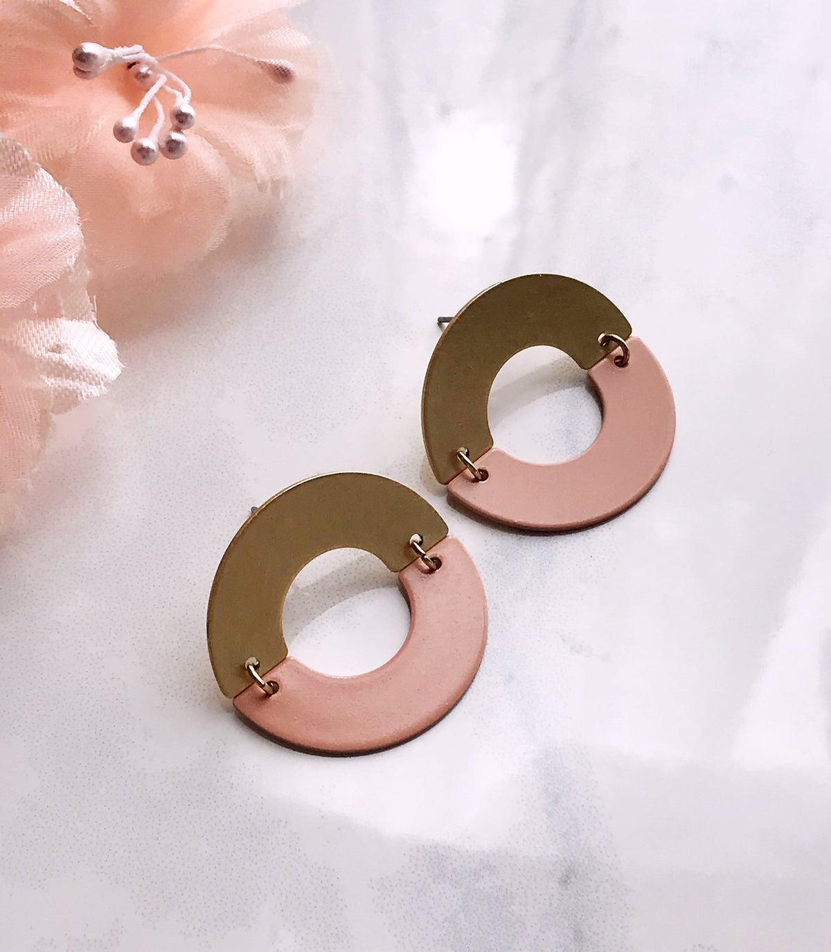Split Ring Earrings - Blush