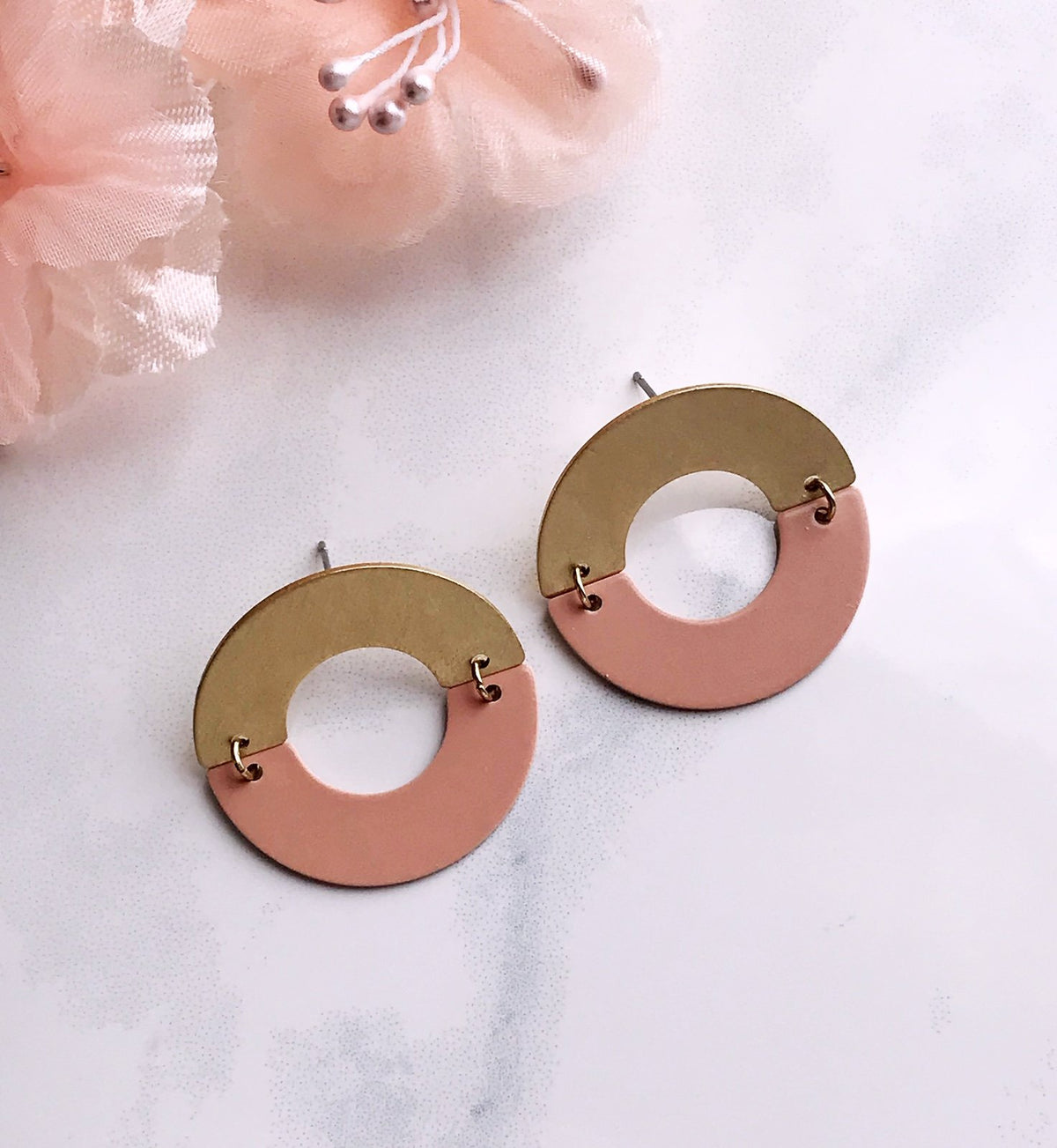 Split Ring Earrings - Blush