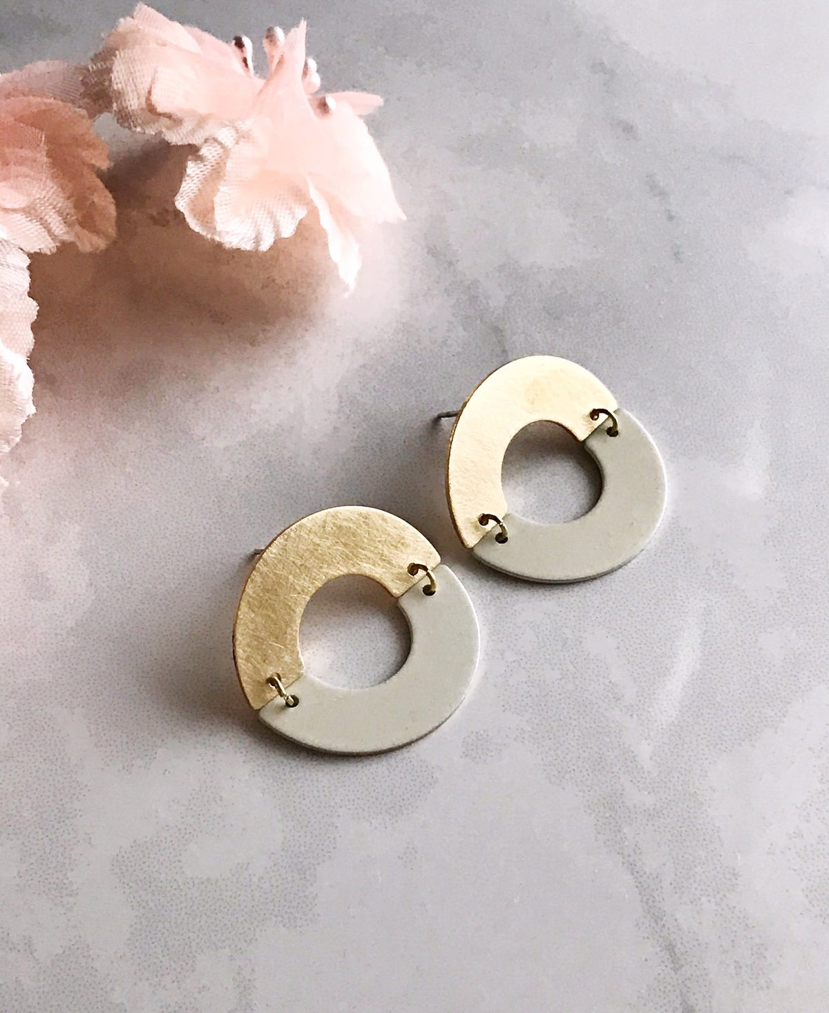 Split Ring Earrings - Ivory