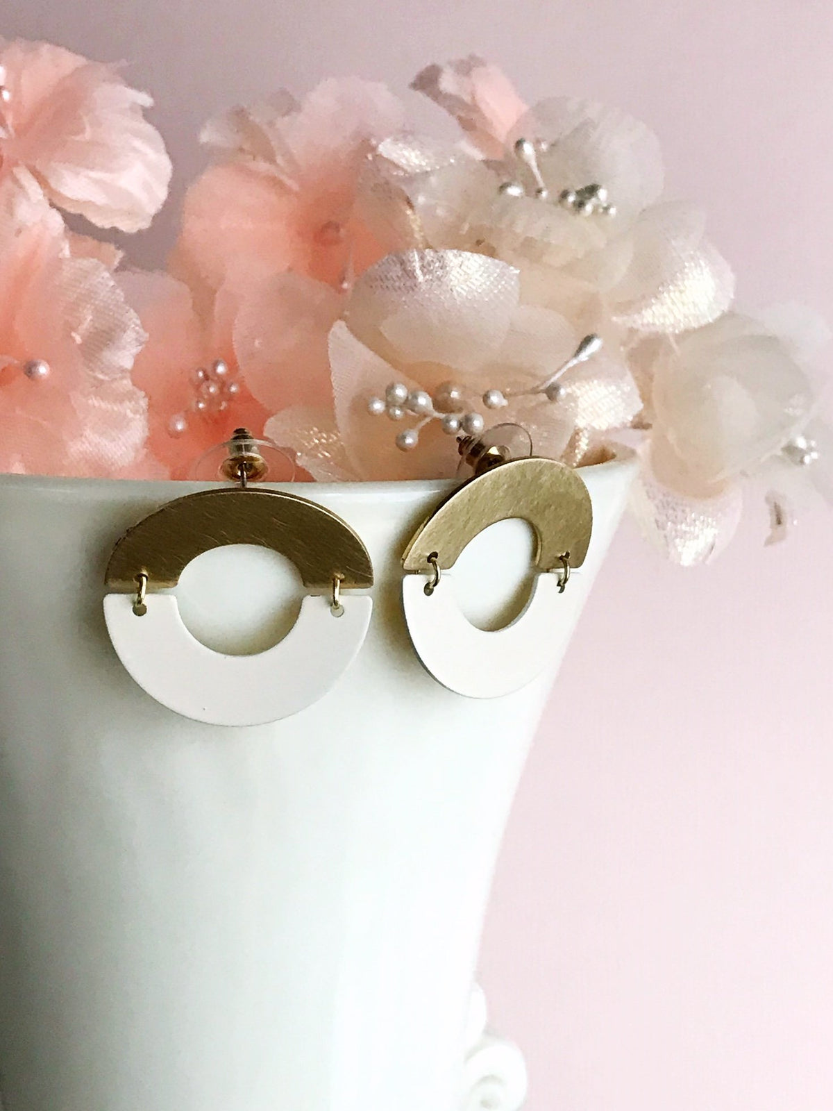 Split Ring Earrings - Ivory