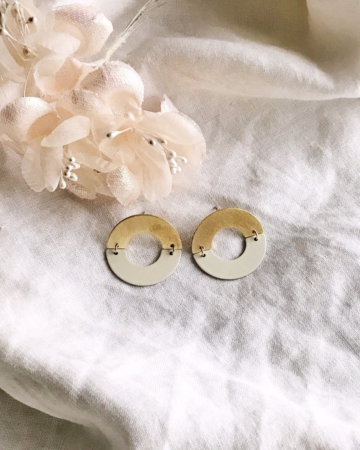Split Ring Earrings - Ivory
