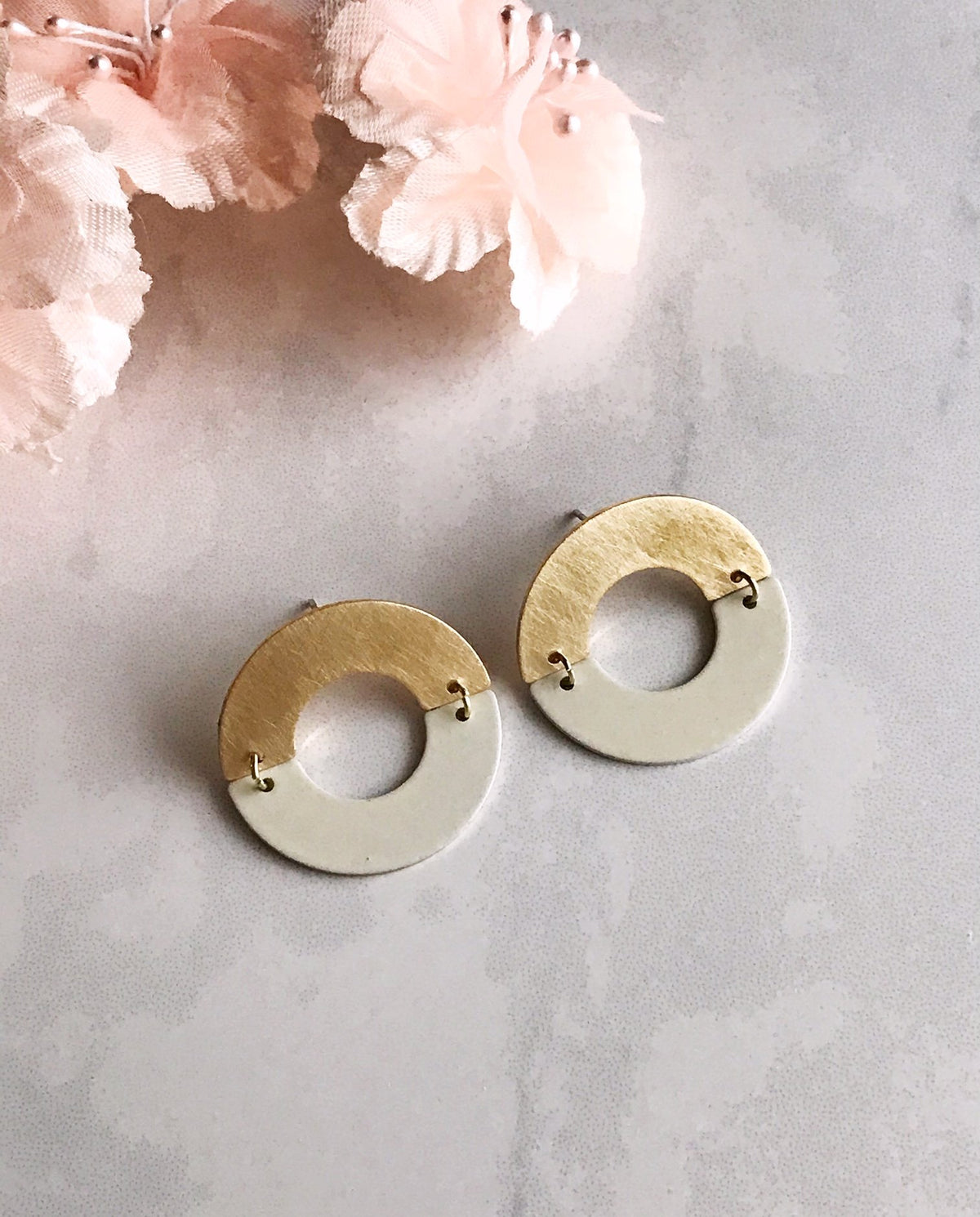 Split Ring Earrings - Ivory