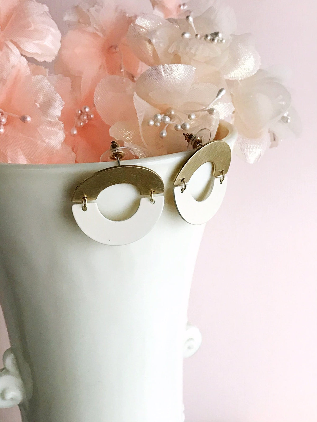 Split Ring Earrings - Ivory