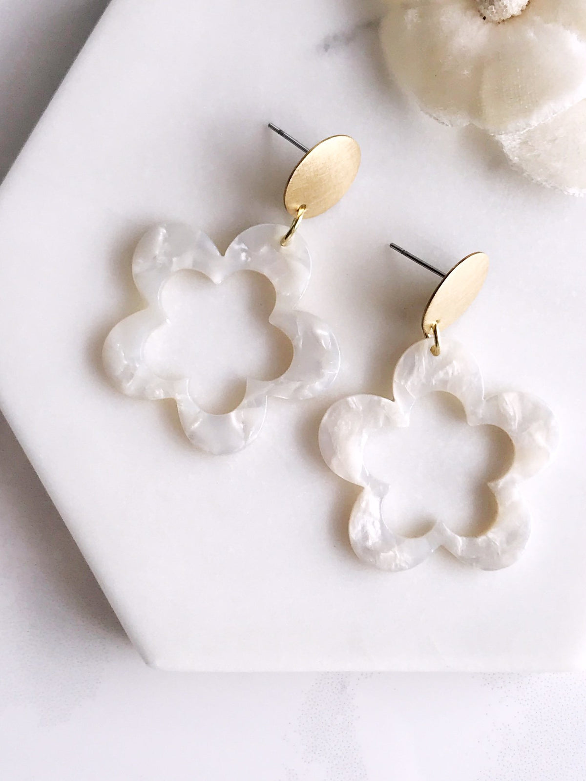 Star Flower Earrings - Frost