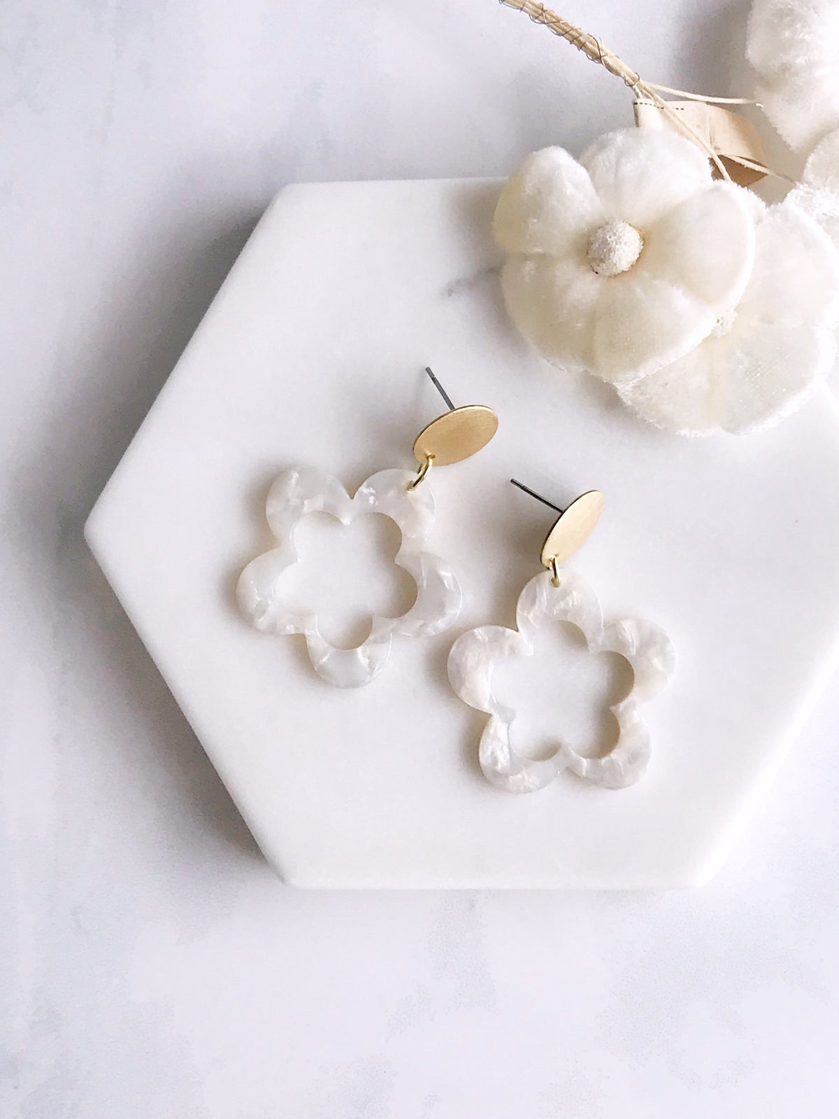 Star Flower Earrings - Frost