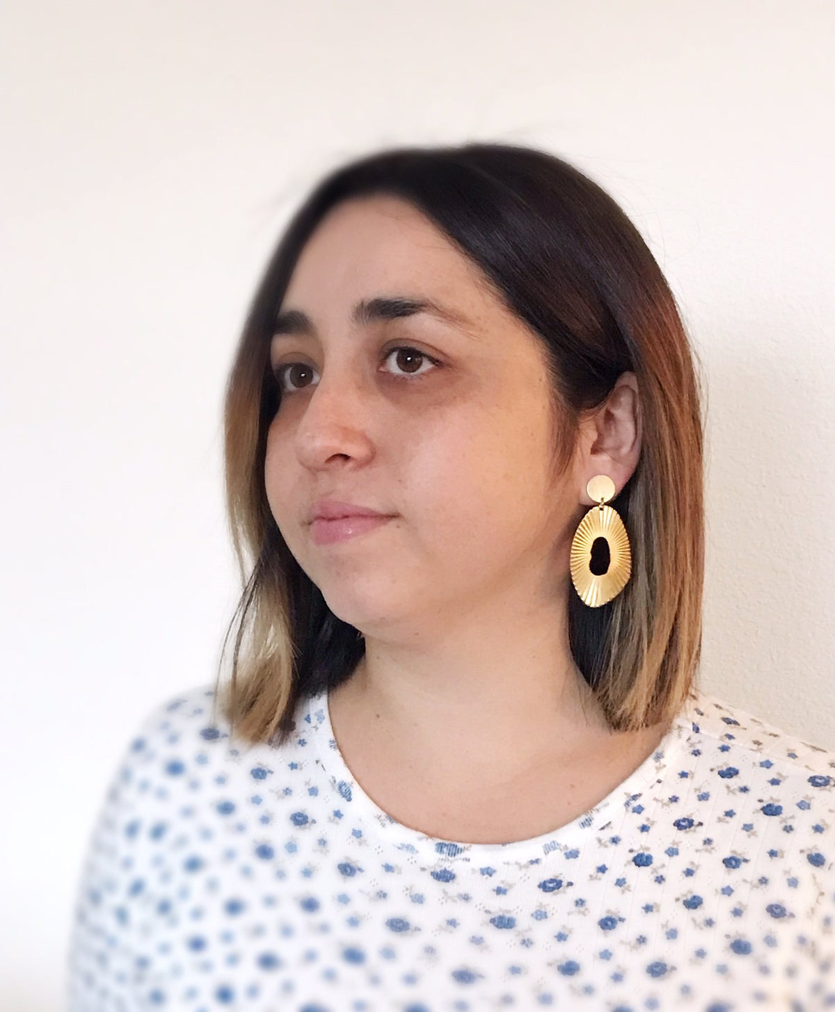 Sun-Ray Hoop Earrings -  Brushed Brass