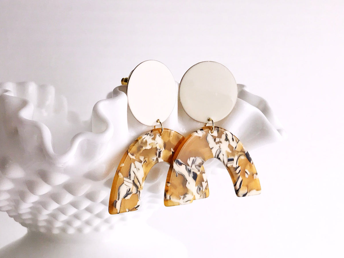 Sydney Earrings - Ivory / Mustard Safari