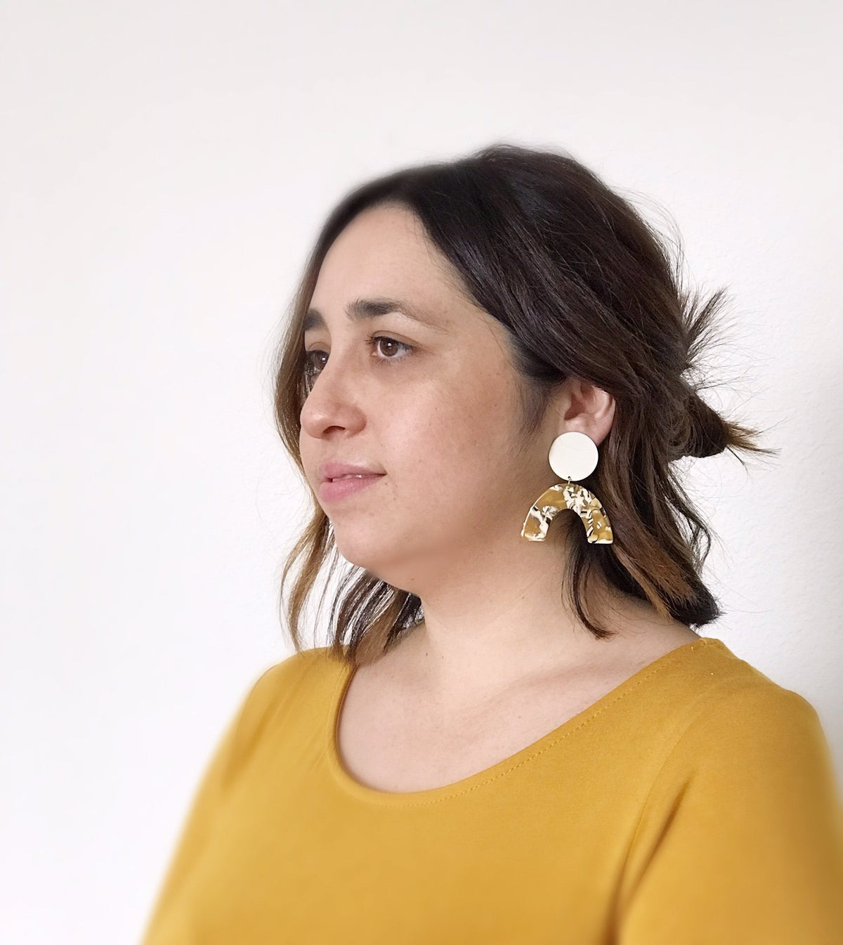 Sydney Earrings - Ivory / Mustard Safari