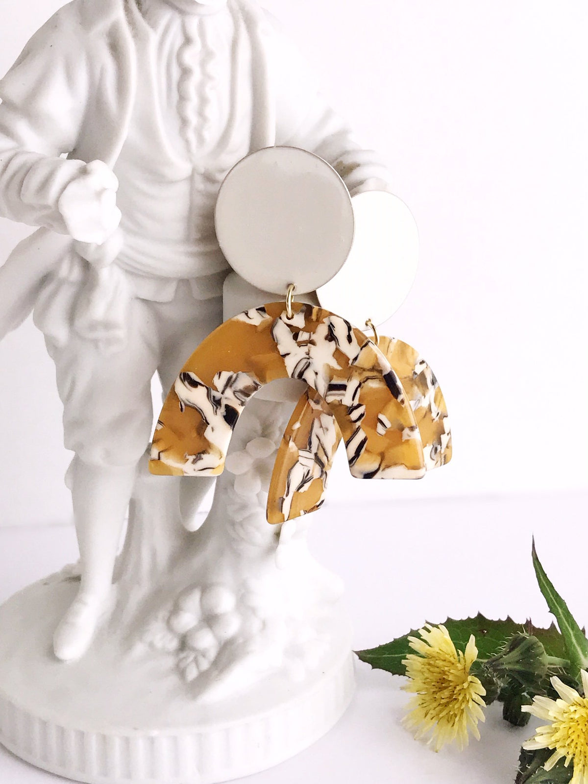 Sydney Earrings - Ivory / Mustard Safari