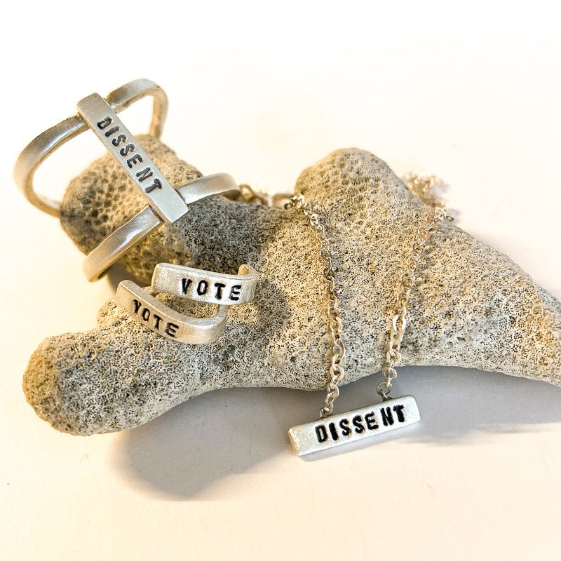 "Dissent" Ruth Bader Ginsburg Tiny Mantra Choker Necklace