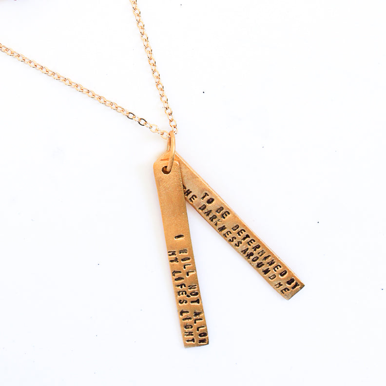 "I will not allow my life's light to be determined by the darkness around me" - Sojourner Truth Quote Necklace